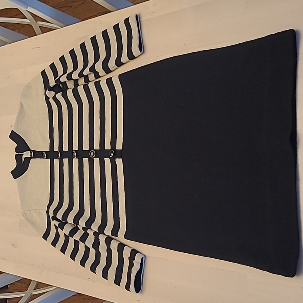 EUC 1960s VTG Castleberry I.Magnin Striped Button Detail Sweater Dress - Picture 1 of 14